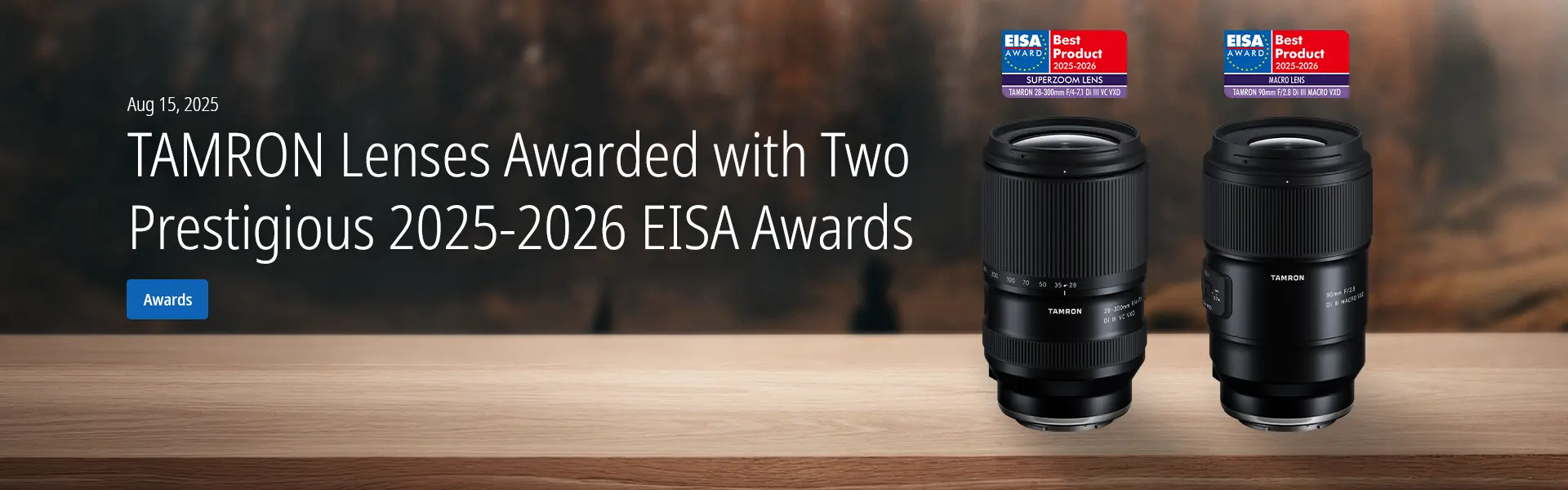 TAMRON Lenses Awarded with Two Prestigious 2025-2026 EISA Awards