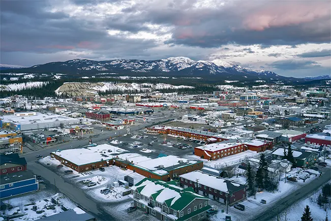 Alaska Geographic Klondike Gold Rush National Historical Park building in a mountain town