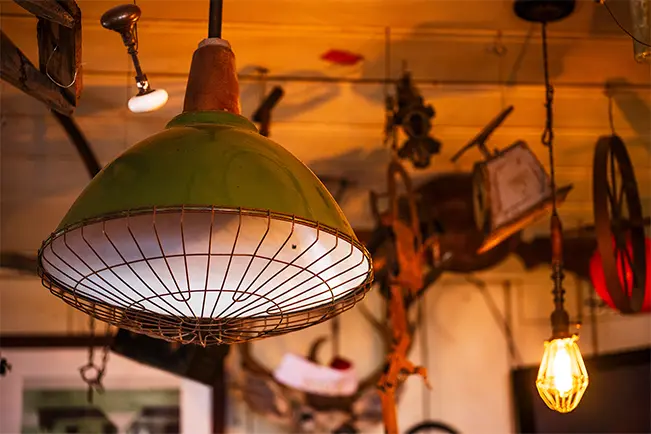 Hanging lamp in an interior