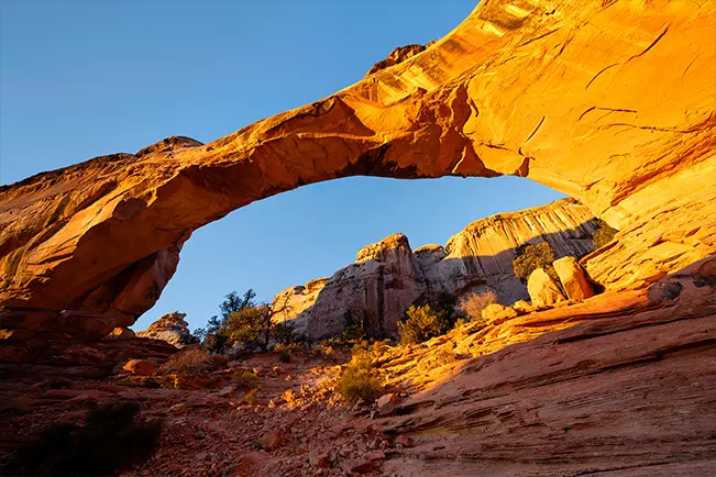 Rock arch in a desert landscape