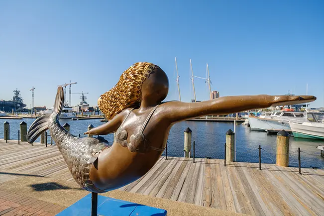 Sculpture overlooking the waterfront