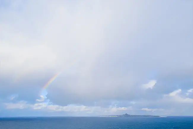 Ocean view with a rainbow