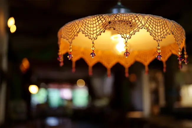 Decorative lamp in a restaurant