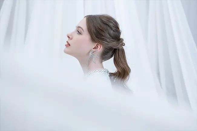 Woman in a white setting