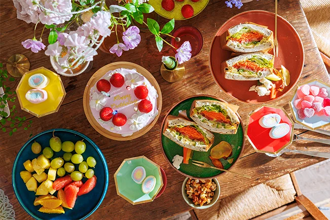Variety of dishes served at a table