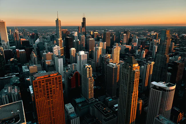 City skyline viewed from above